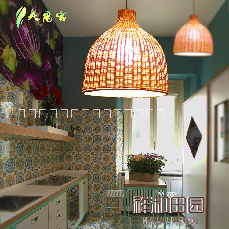 現(xiàn)代創(chuàng)意簡約藤編吊燈，藤藝吊燈 現(xiàn)代中式家居酒店燈飾