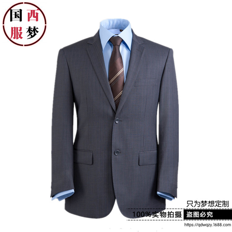 羊毛男士西服套裝青島西裝男套裝定制商務(wù)職業(yè)正裝結(jié)婚新郎禮服職業(yè)裝