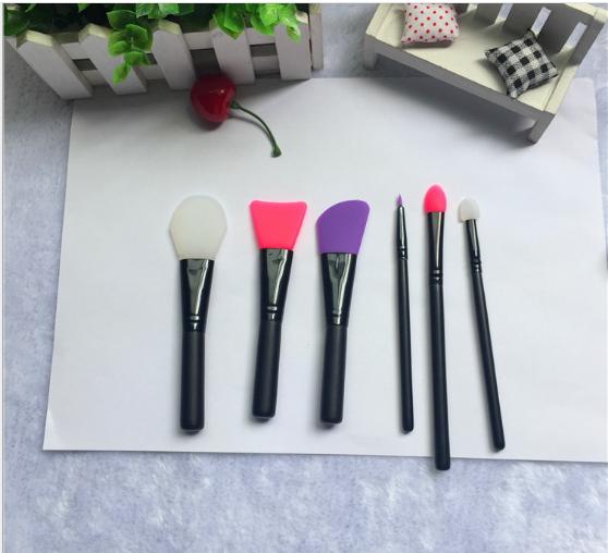 迷你便攜6支化妝刷套裝 多功能化妝彩妝工具硅膠面膜腮紅刷硅膠刷
