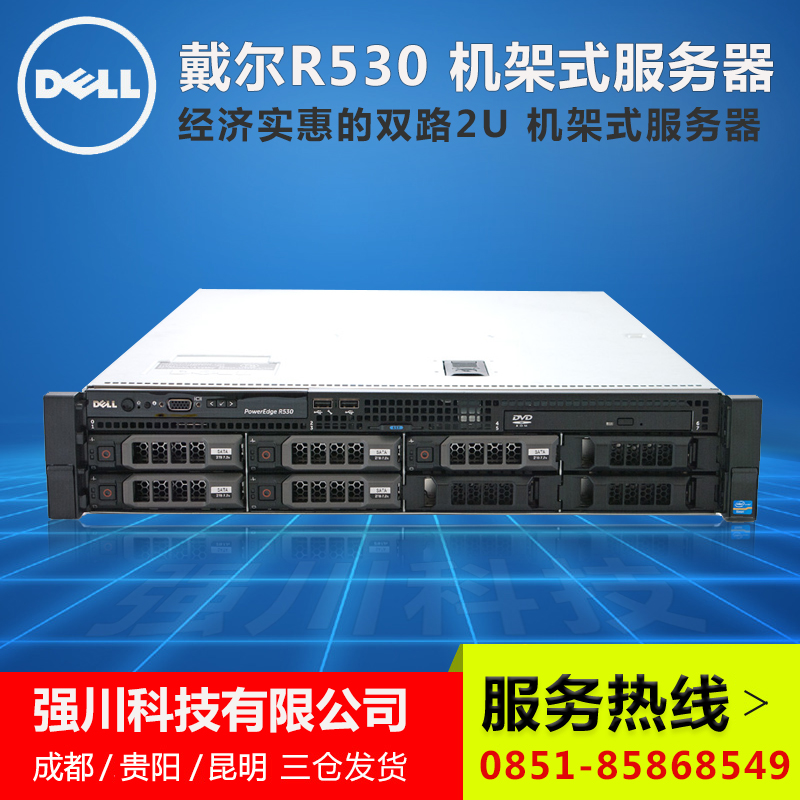 贵阳市戴尔服务器报价_戴尔DELL R530 机架式服务器 两颗2603v4/32G/4*1T raid5/单电源