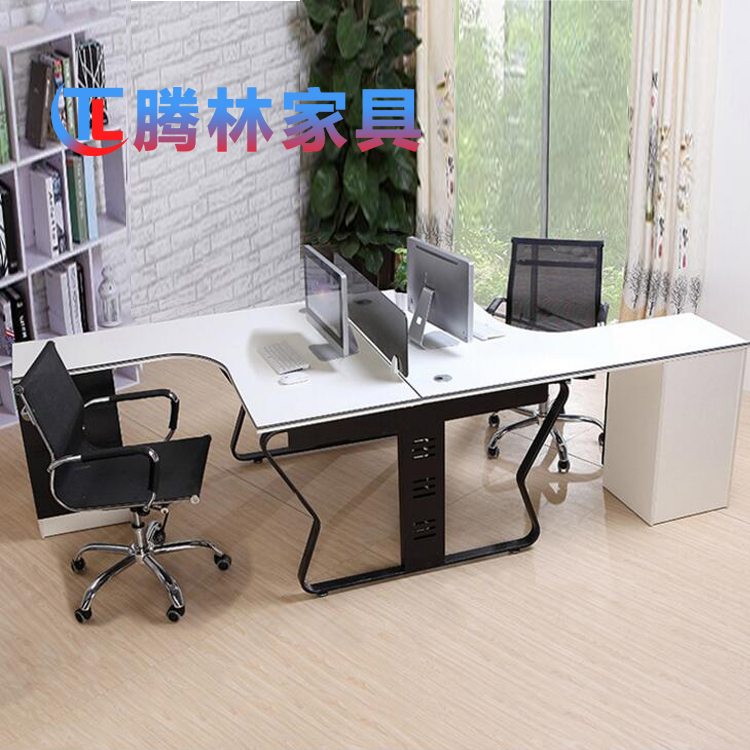 2人位蝴蝶架L型辦公桌圖片/2人位蝴蝶架L型辦公桌樣板圖 (2)