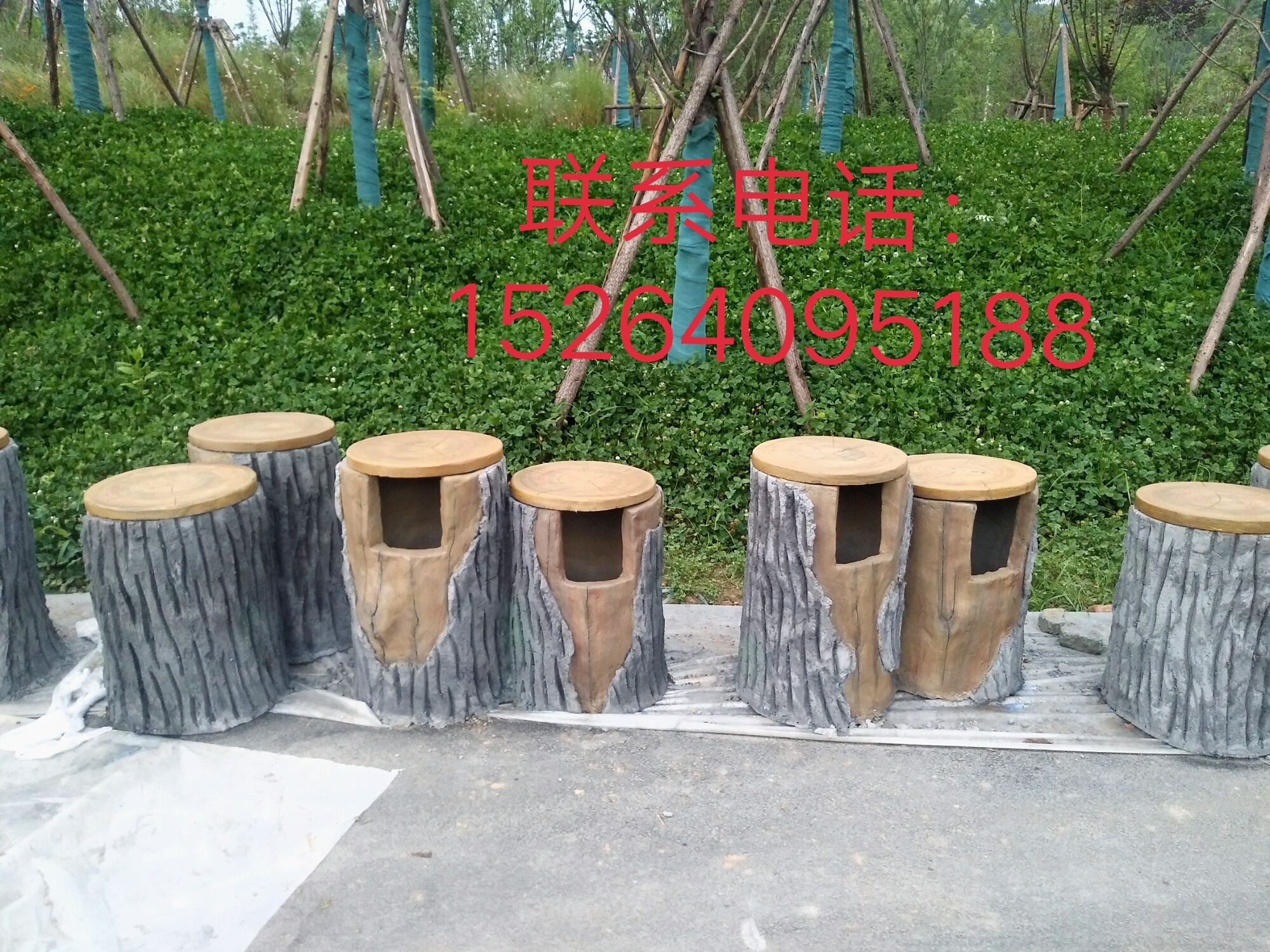 仿木垃圾桶 水泥仿真仿木垃圾桶