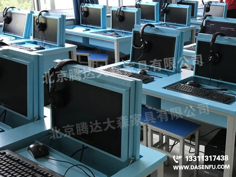 電動(dòng)升降屏風(fēng)電腦桌電教室培桌圖片
