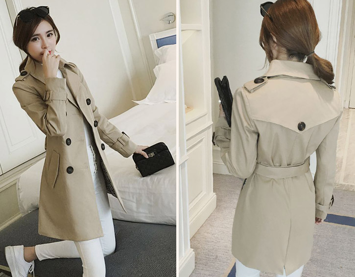 2017秋装新款学生韩版英伦显瘦卡其色短款收腰小个子风衣女外套 2017年秋季韩版英伦风衣外套图片