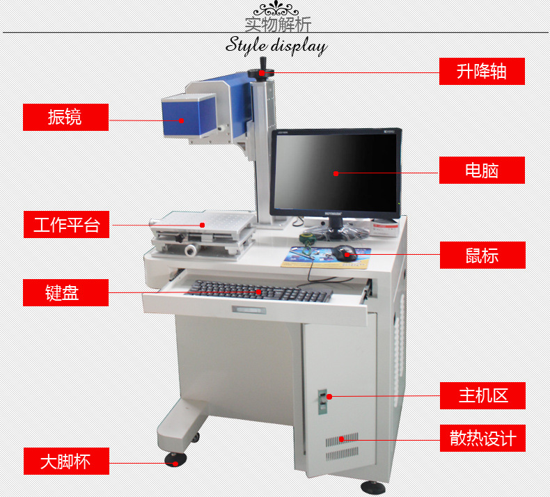 厂家光纤激光打标机金属模具铭牌镭射机20W戒指刻字机喷码机