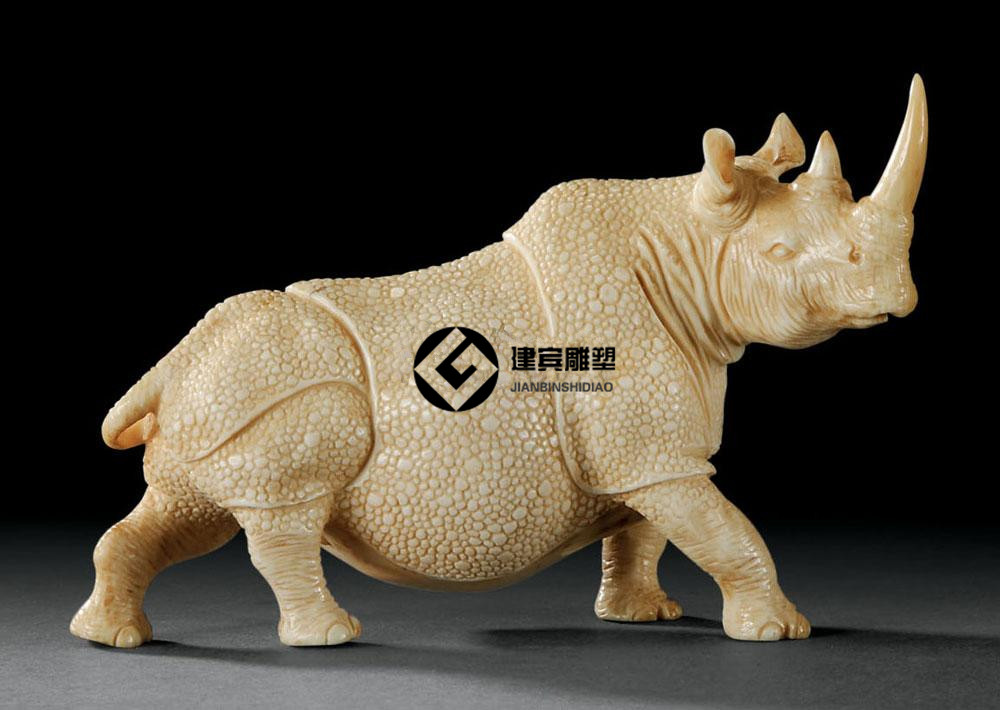 石雕犀牛雕刻廠 大理石石材犀牛雕塑