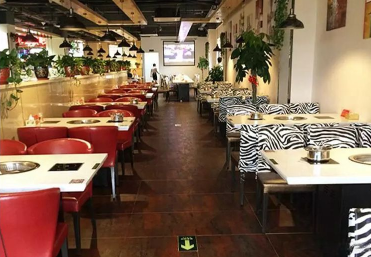 韓式無煙燒烤桌自助火鍋烤肉桌子烤涮一體大理石電磁爐火鍋店桌椅