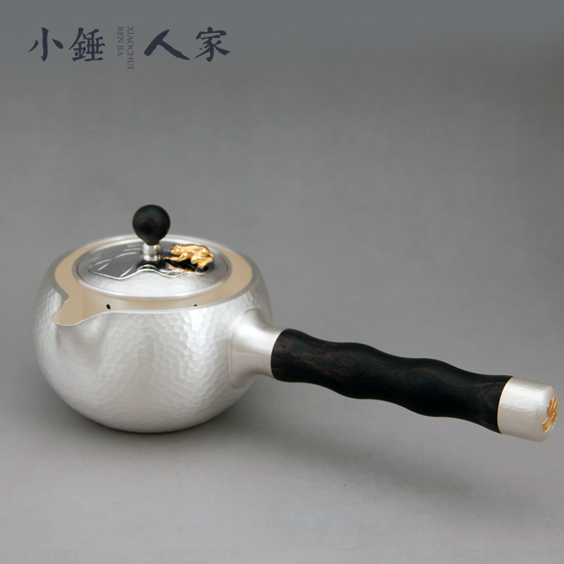 小锤人家手工禅茶纯银侧把壶手工纯银泡茶壶纯银茶具