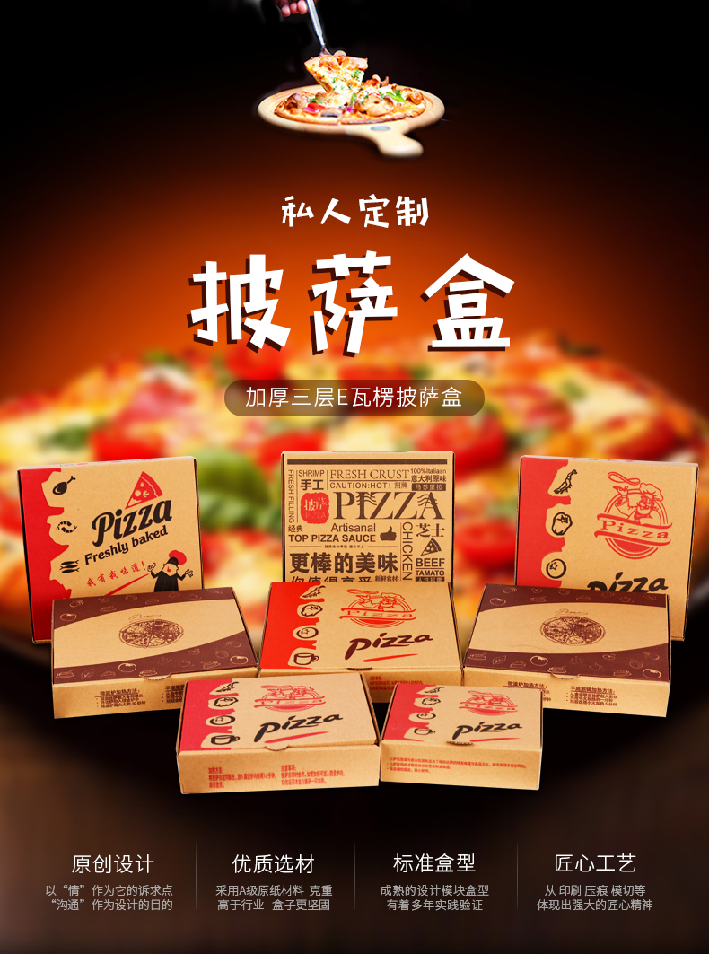 新创美达pizza披萨盒牛皮瓦楞图片