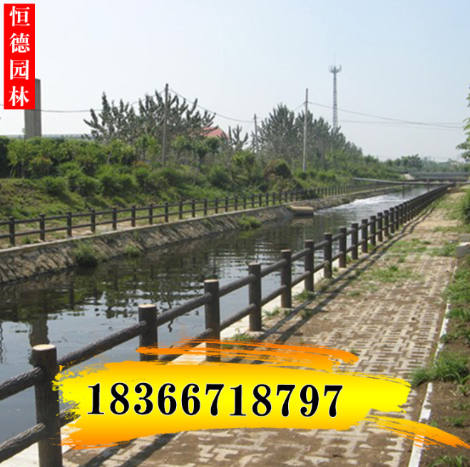 仿樹皮水泥欄桿 水泥仿木護欄河道 水泥擋土仿木樁混凝土欄桿