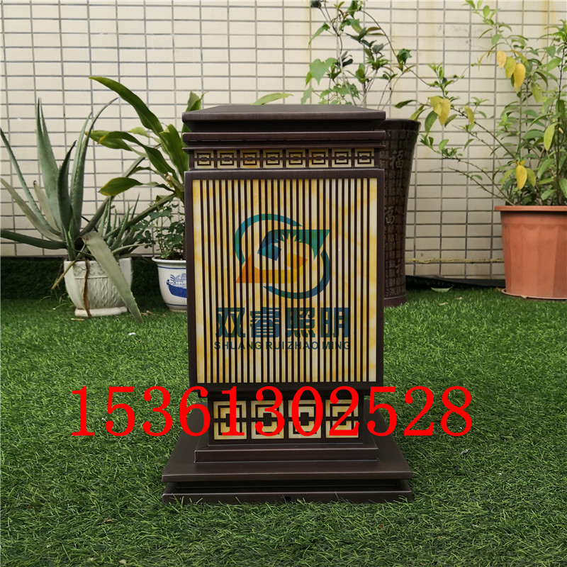 巧克力色復古風柱頭燈圖片