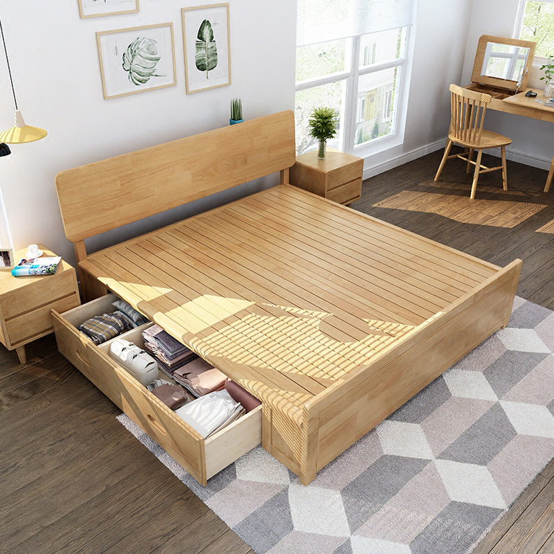 北歐實木床圖片