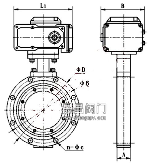 电动高真空蝶阀_外形连接尺寸