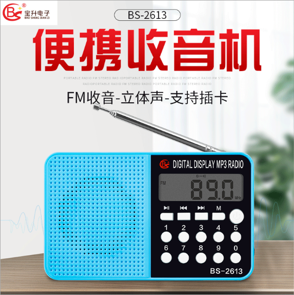 宝升BS-2613户外可插卡音箱 MP3播放器 fm调频多功能收音机图片