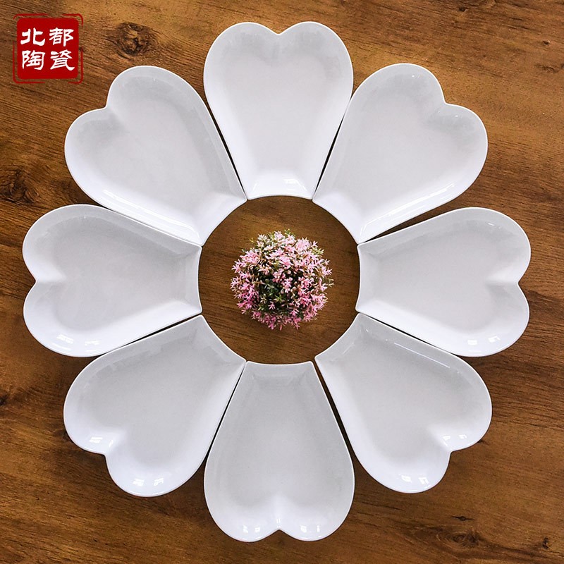 唐山廠家批發(fā)創(chuàng)意點心擺盤水果沙拉盤餐廳純白陶瓷盤子家用骨瓷盤