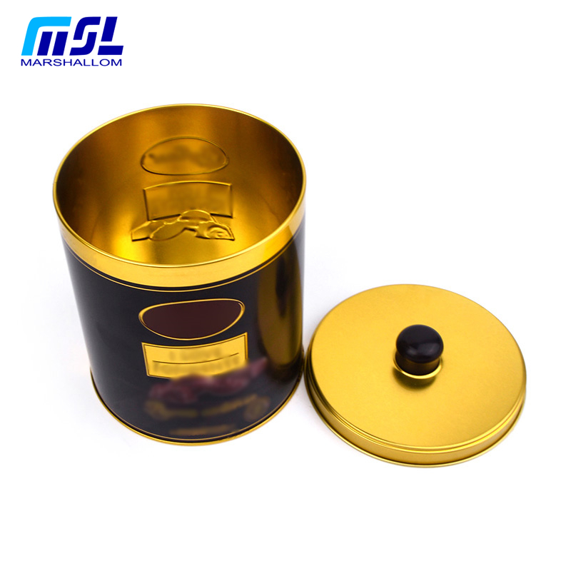 含蓋手柄圓罐 休閑食品鐵盒圖片