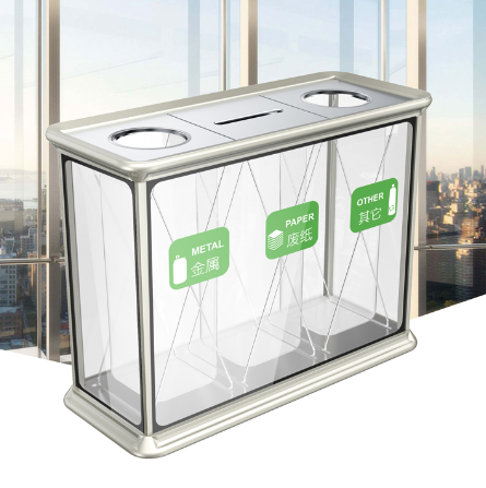 單筒鋼化玻璃果殼箱靠墻式單筒果殼箱室內(nèi)鋁型材煙灰盅酒店垃圾桶批發(fā)