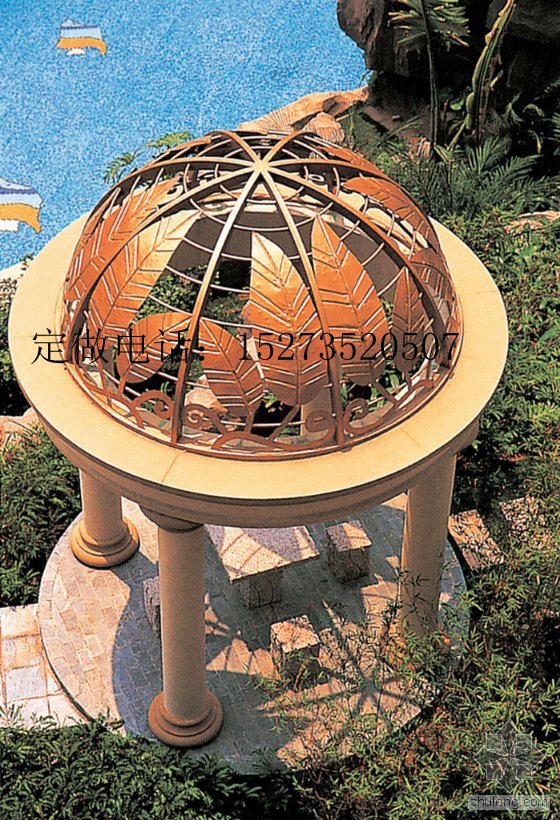 供應(yīng)用于景觀花架涼亭的鐵藝歐式風(fēng)格園林景觀花架涼亭，圓形半球形鐵藝涼亭頂棚