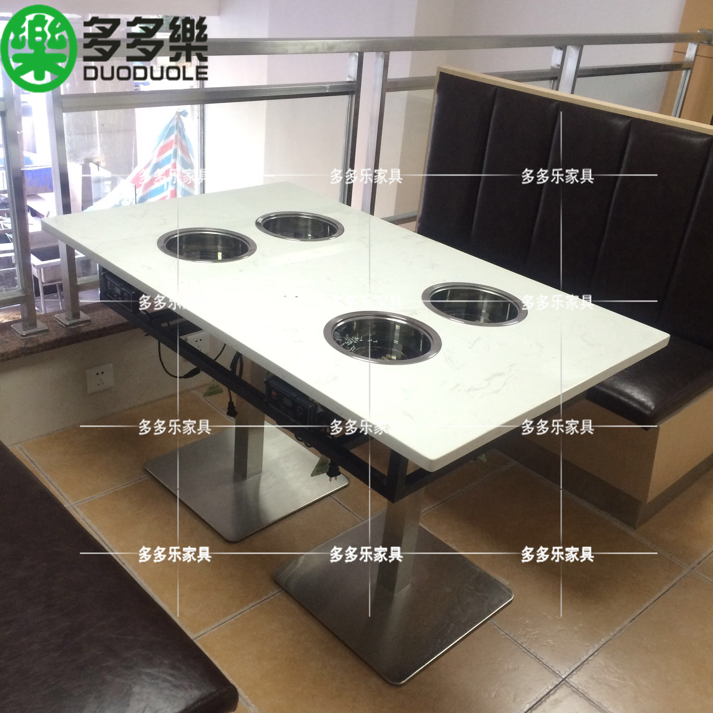 供應(yīng)大理石餐廳餐桌 火鍋餐桌椅 多多樂廠家直銷定制