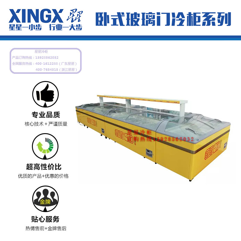 佛山星星冷柜批發(fā)臥式玻璃門冷柜系列超市冷凍柜 組合式商用冷柜
