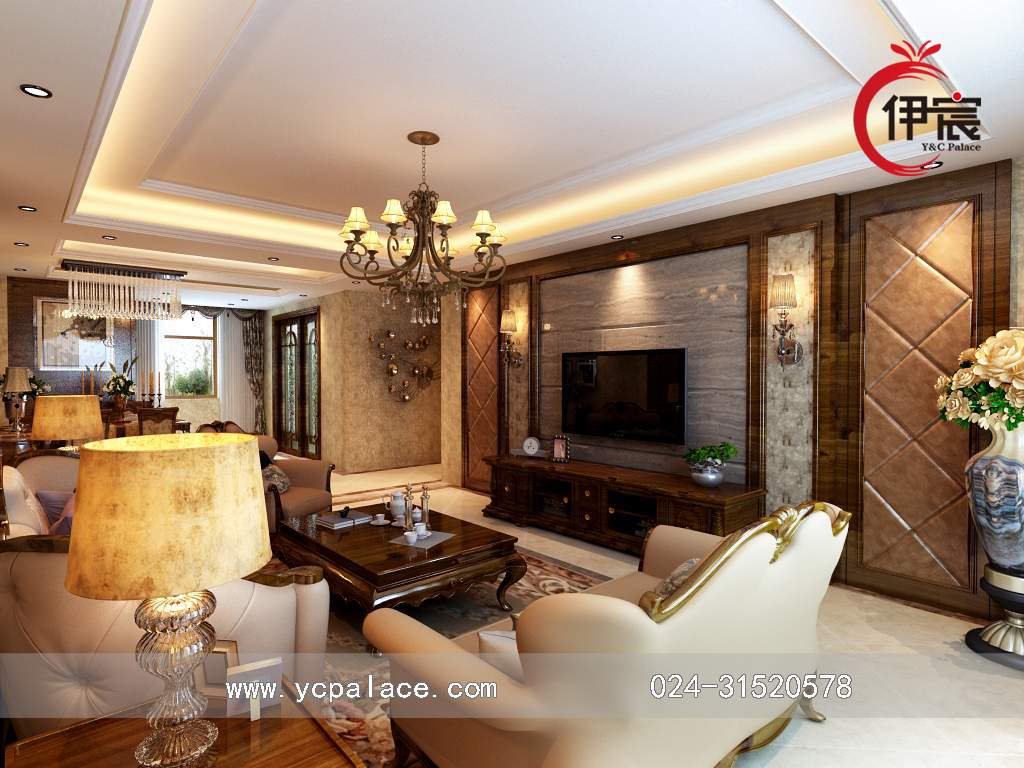 伊宸整木美式木藝背景墻