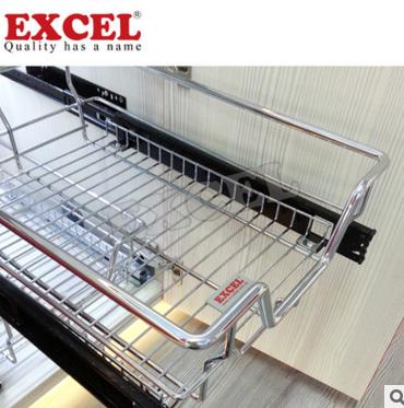 廠家直銷新加坡EXCEL原裝櫥柜拉籃48小時(shí)鐵鍍鉻廚房櫥柜拉籃