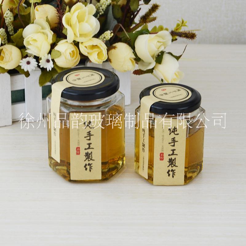 廠家直銷280ml六棱密封玻璃瓶食品級高白料蜂蜜瓶泡菜玻璃瓶