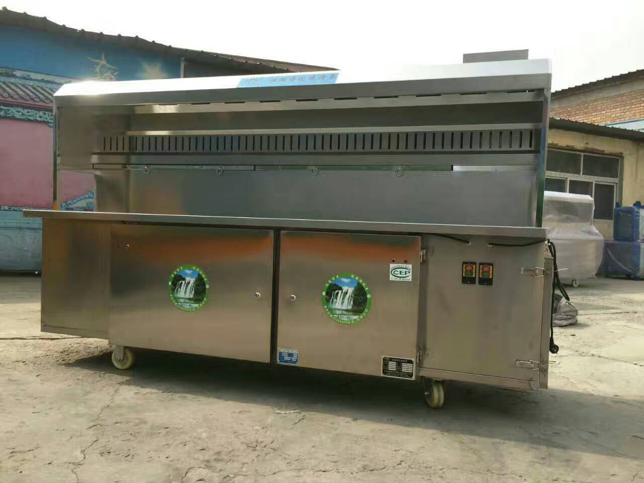 欒城凈化環(huán)保燒烤車##木炭燒烤無煙燒烤車價格