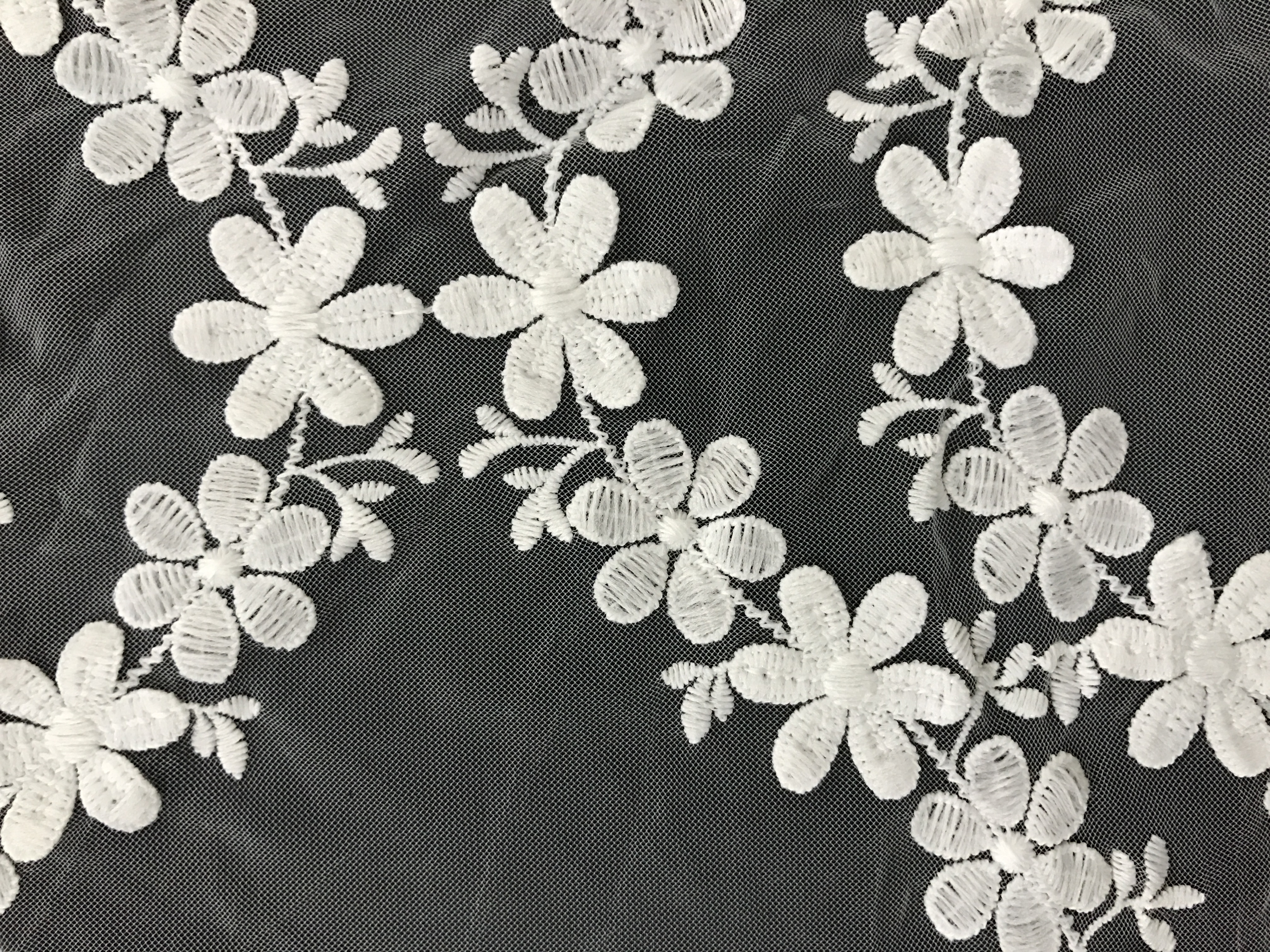 2017新款3D立體活動花純白清新田園風(fēng)小花朵滿幅電腦刺繡女裝輔 3D立體活動花 牛奶絲水溶面料