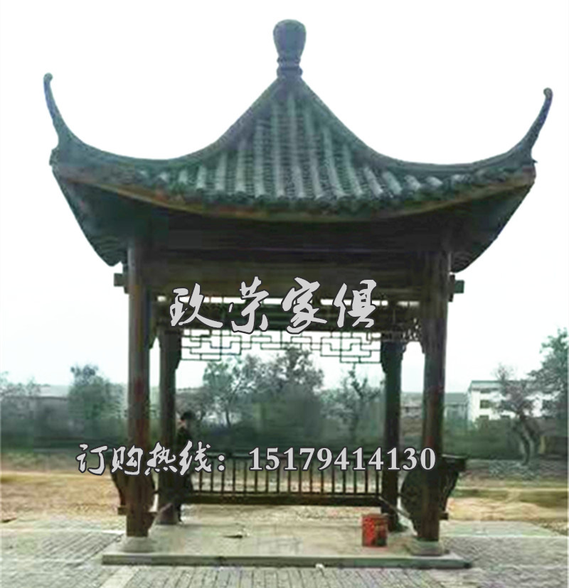 古建涼亭 防腐木雙層六角涼亭