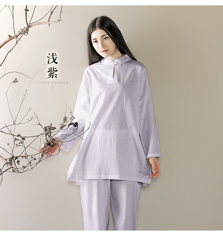 佛山瑜伽服廠家 供應立領(lǐng)女士棉麻瑜伽服套裝太極服居士服禪修服K611