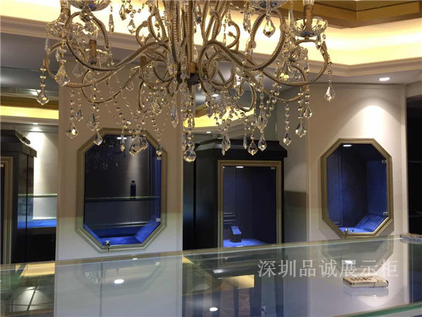 寶藍(lán)色高端奢華珠寶展示柜定制  廠家展柜設(shè)計(jì)定制