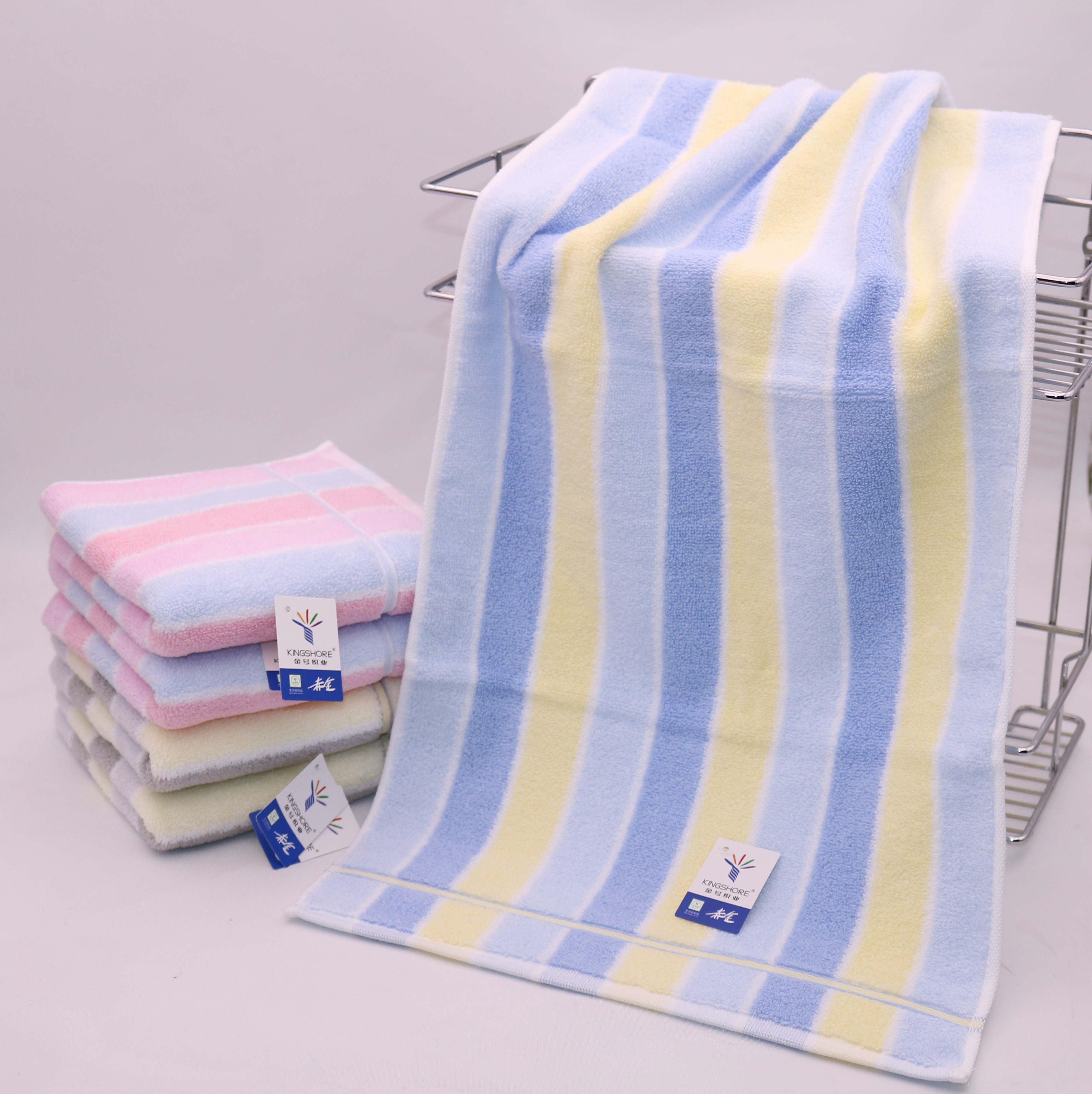 湖南金號毛巾批發(fā)  無捻彩條毛巾GA1087W純棉毛巾 毛巾  毛巾批發(fā)  禮品毛巾