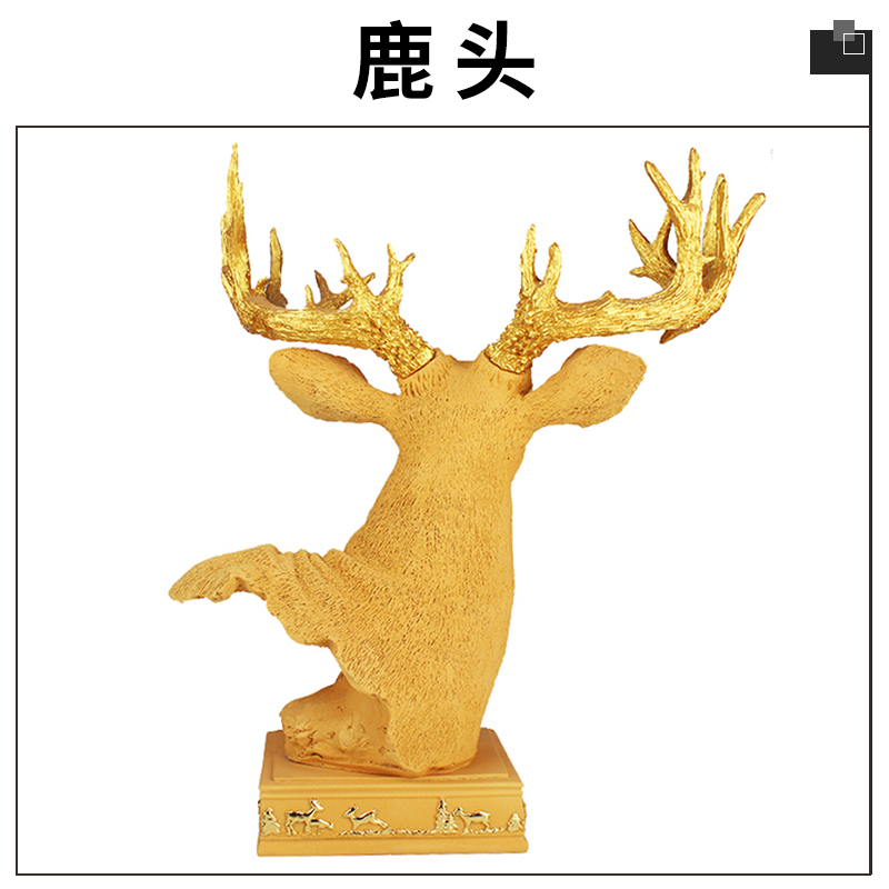 現(xiàn)代家居創(chuàng)意飾品鹿頭擺件工藝禮品壁掛樹脂仿真鹿頭雕塑掛件 工藝品雕塑擺件