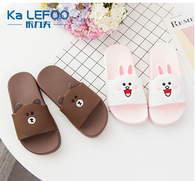 新款卡通可愛(ài)休閑拖鞋 兔子熊韓版拖鞋防滑家居浴室情侶拖 直銷