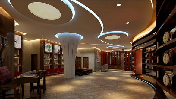 茶業(yè)展廳展示設(shè)計(jì)，茶業(yè)展廳效果圖