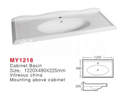 美雅妮衛(wèi)浴陶瓷洗手盆，浴室柜中邊盆，陶瓷中邊盆，出口薄邊盆