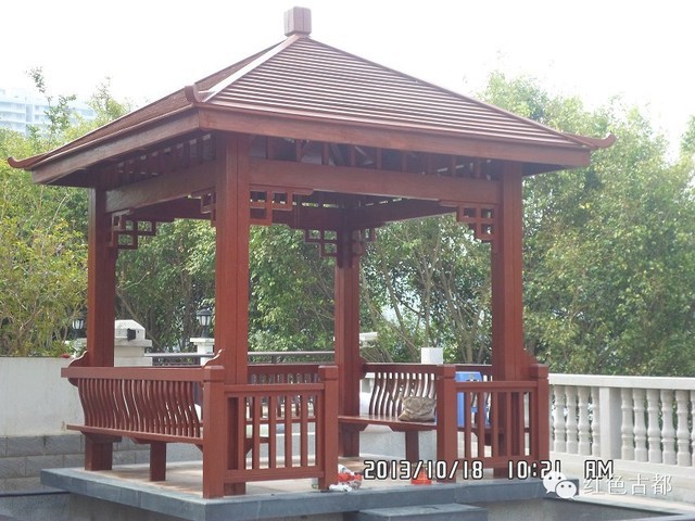 防腐木涼亭 炭化木涼亭 四角六角涼亭庭院涼亭戶外涼亭可定做涼亭