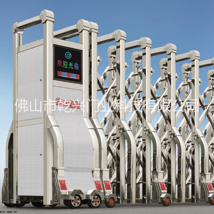 精拋不銹鋼電動伸縮門電動門自動伸縮門收縮門學(xué)校工廠小區(qū)大門安全門