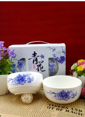 供應(yīng)陶瓷青花碗餐具套裝 碗盤碟批發(fā)  創(chuàng)意陶瓷餐具套裝禮品