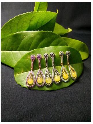 潮流款天然琥珀耳釘 蜜蠟耳釘耳飾925銀送女友送閨蜜