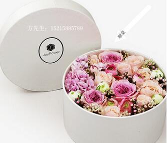 大氣*節(jié)禮品盒 白色永生花盒 鮮花圓形禮盒廠家定做
