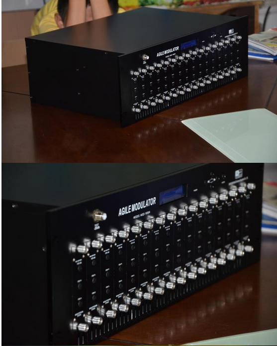 新品上市出口十六路鄰頻調制器全捷變多制式混合放大拔插通用模塊