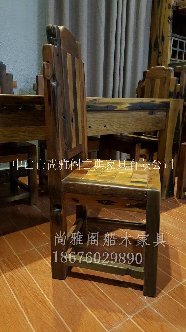 老船木餐桌椅新古船木馬賽克餐臺(tái)船木馬賽克餐椅組合中式客廳餐臺(tái)