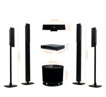 S62B 家庭影院5.1音響組合套裝家用客廳電視功放低音炮配雙無線話筒 S62B功放+珍珠一號音柱+L-6低音炮