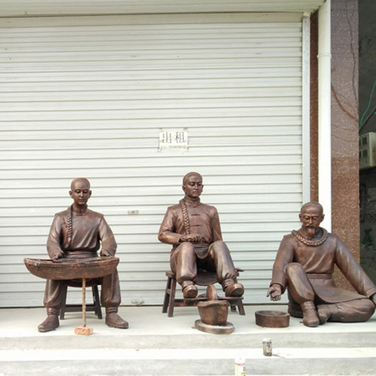 玻璃鋼仿銅制藥過程雕塑 古代中醫(yī)手工制藥過程雕塑擺件 中*門口裝飾 制藥流程價(jià)格