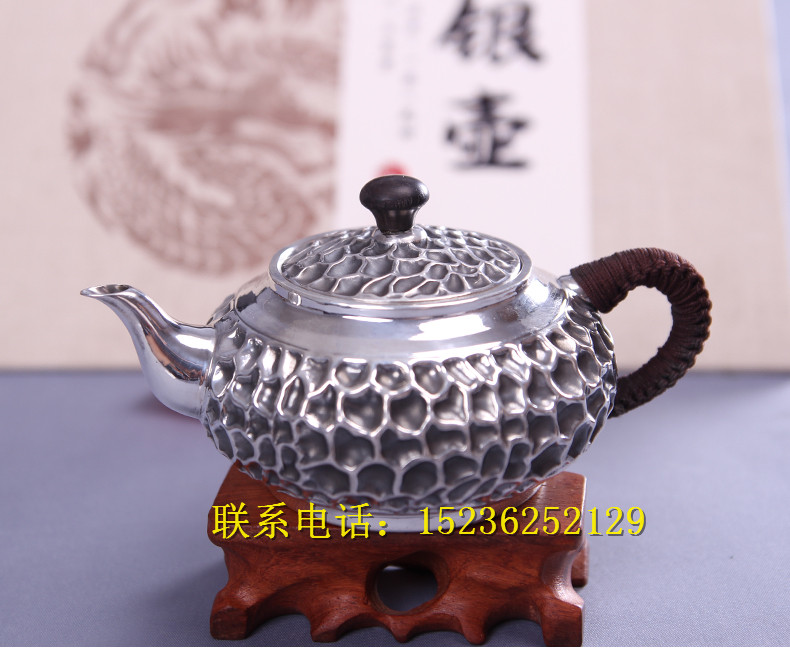 抱樸守拙純銀壺純銀杯茶具套裝|190g純銀功夫茶壺健康高端茶具送岳父送*禮品