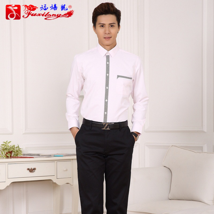 新品男士修身韓版職業(yè)裝襯衣酒店經(jīng)理商務(wù)工作服正裝襯衣定制logo 廠家供應(yīng)職業(yè)裝襯衣 正裝襯衣定制logo廠家