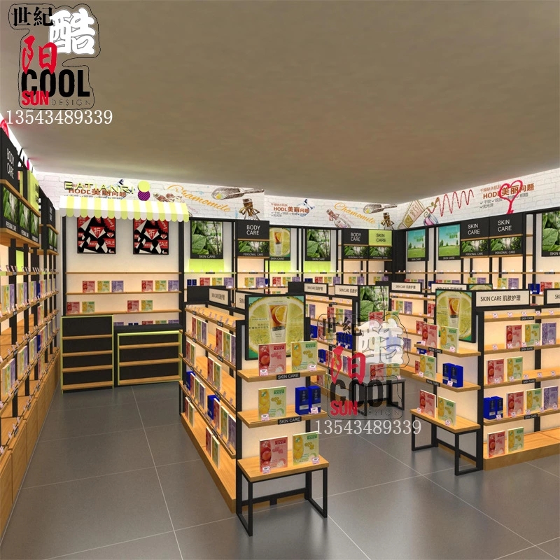 鐵木結(jié)合化妝品展柜貨柜貨架展示柜柜臺(tái)背柜定做世紀(jì)酷陽廣州展柜廠家