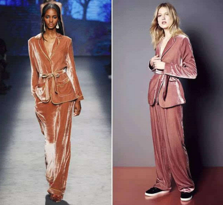 休閑套裝 時尚套裝原創(chuàng)獨立設計天鵝絨面料金絲絨布不倒絨 定制產(chǎn)品